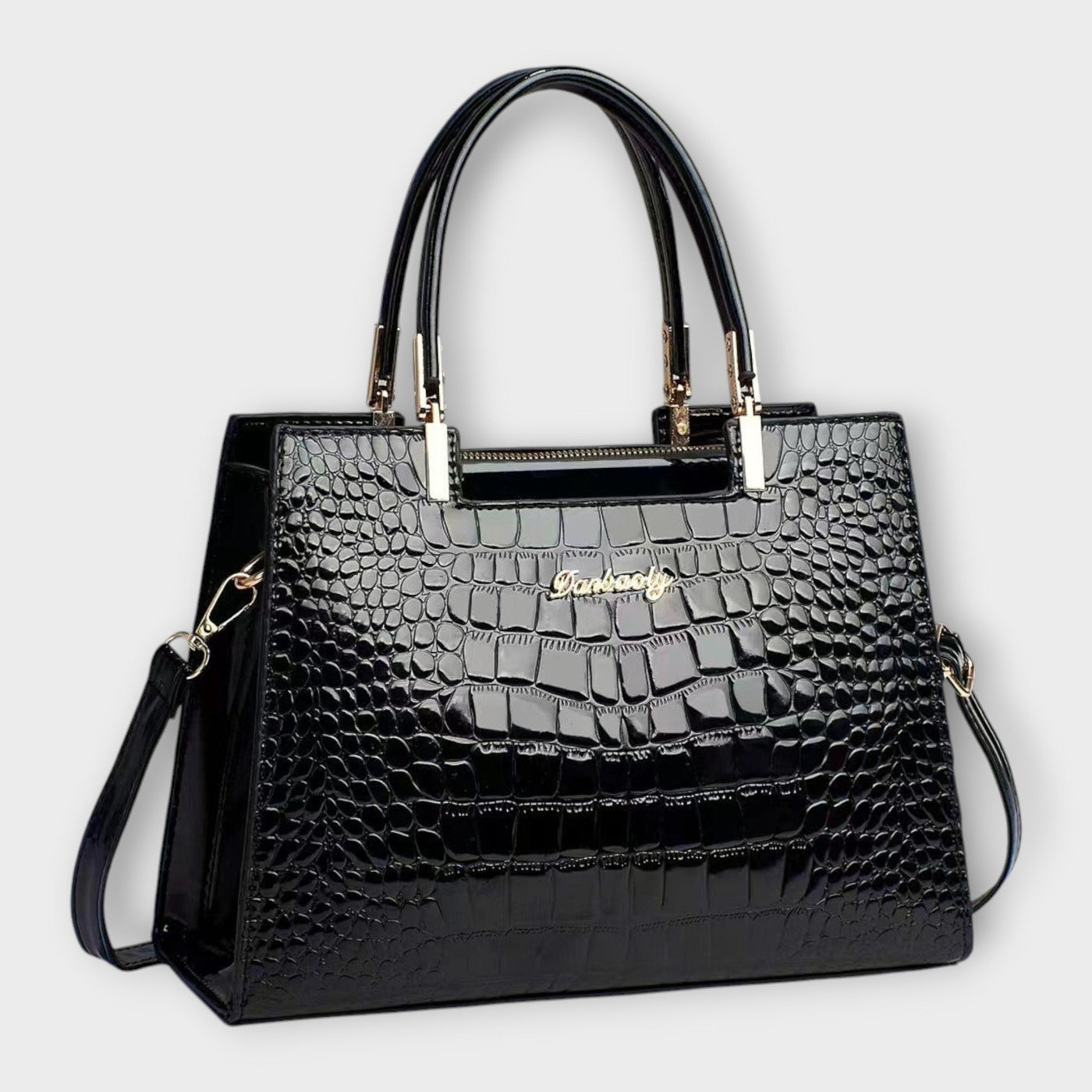 Deolinda | Bolso de mano con patrón brillante de cocodrilo