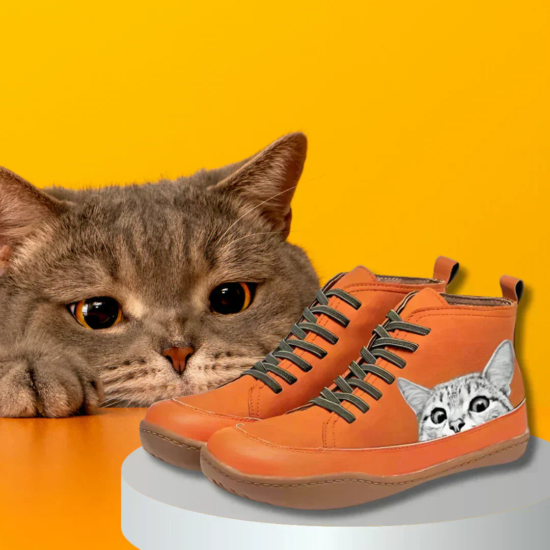 SAUL™ | Botines De Cuero Para Amantes De Los Gatos