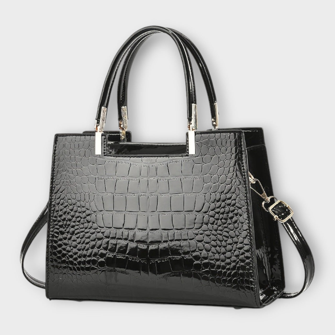 Deolinda | Bolso de mano con patrón brillante de cocodrilo