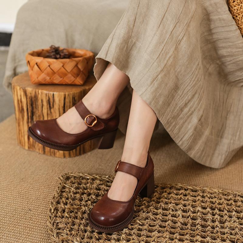 AGNES™ | Zapatos De Cuero Estilo Mary Janes