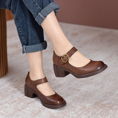 AGNES™ | Zapatos De Cuero Estilo Mary Janes