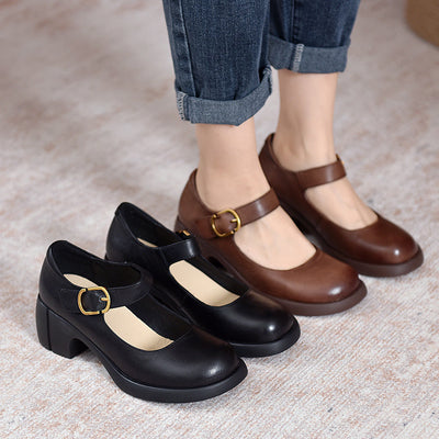 AGNES™ | Zapatos De Cuero Estilo Mary Janes