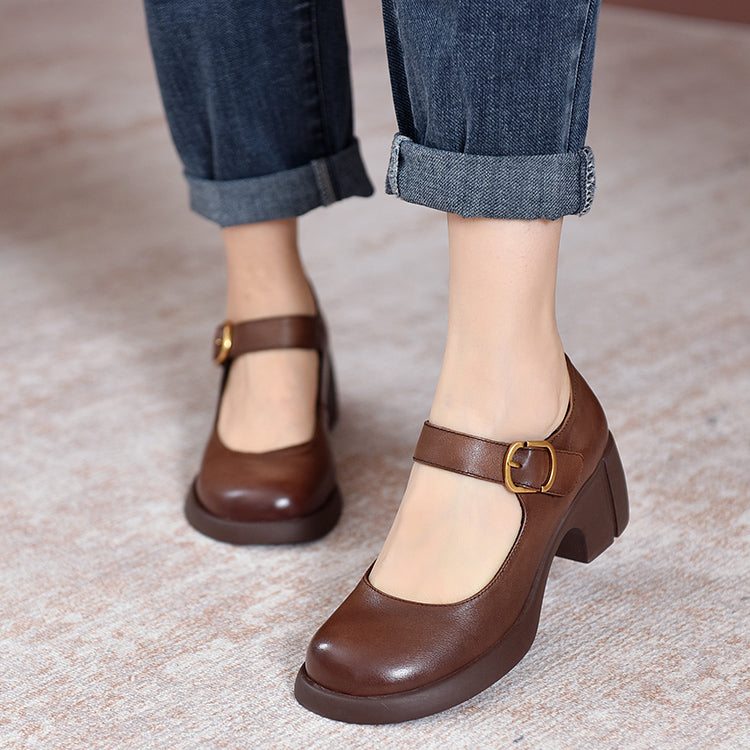 AGNES™ | Zapatos De Cuero Estilo Mary Janes