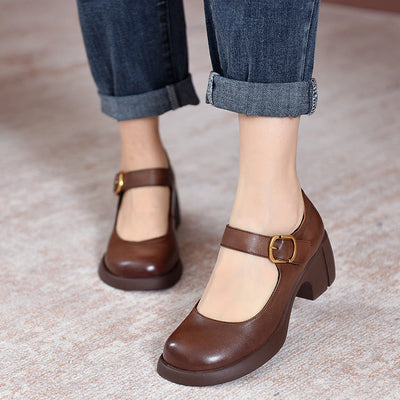 AGNES™ | Zapatos De Cuero Estilo Mary Janes