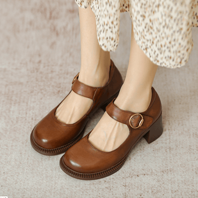 AGNES™ | Zapatos De Cuero Estilo Mary Janes
